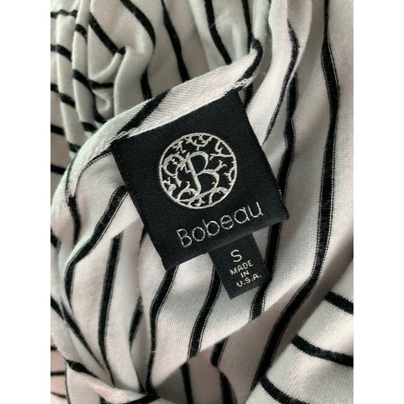Small Bobeau Women's Black White Striped Short Sleeve Tshirt Layered - Picture 7 of 7